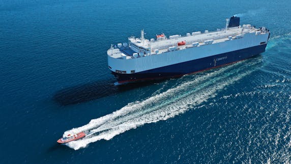 Aerial,Drone,Photo,Of,Large,Roro,(roll,On-off),Car,Transportation