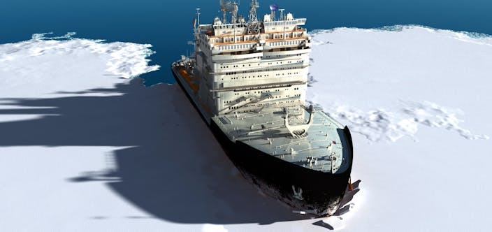 Icebreaker,Ship,On,The,Ice,In,The,Sea.