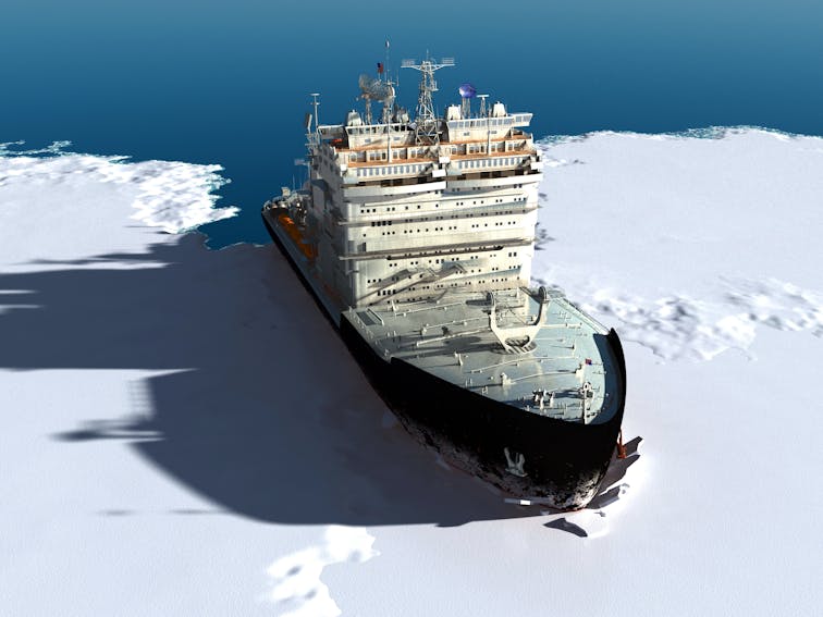 Icebreaker,Ship,On,The,Ice,In,The,Sea.