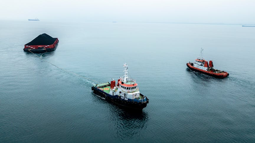 Coal,Oil,Transportation,Tug,Barge,Tanker,Sea,River,Mother,Vessel